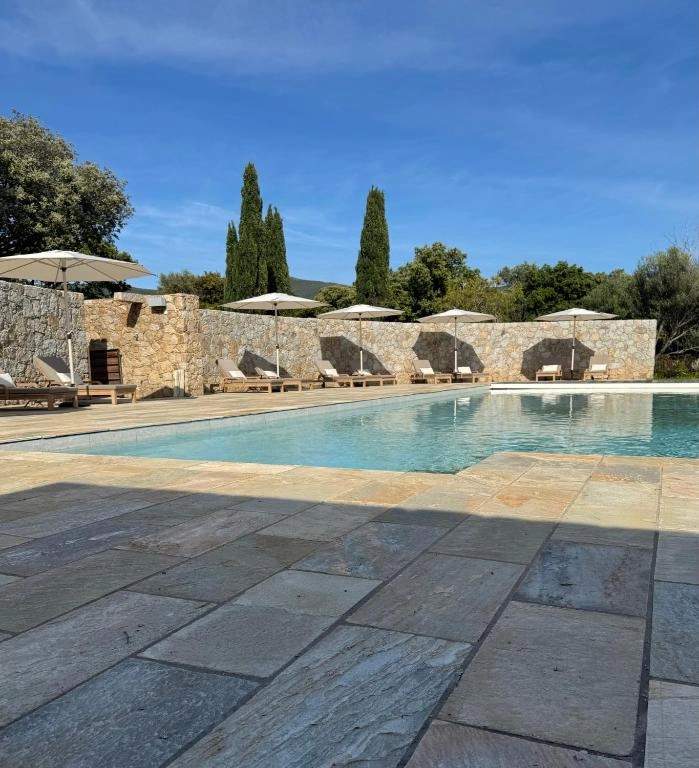 La piscine chauffée de l'établissement l'Ecrin des bois à Belgodère